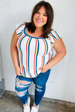 Load image into Gallery viewer, Multicolor Striped Raglan Flutter Sleeve Top