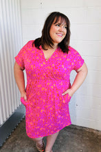 Load image into Gallery viewer, Fuchsia Leopard Surplice V Neck Pocketed Dress
