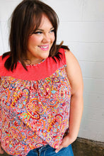 Load image into Gallery viewer, Coral Jacquard Lace Paisley Print Tank Top