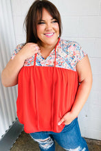 Load image into Gallery viewer, Red Boho Print Tie Neck Dolman Top