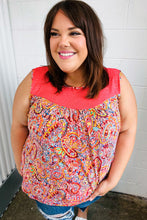 Load image into Gallery viewer, Coral Jacquard Lace Paisley Print Tank Top