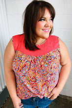 Load image into Gallery viewer, Coral Jacquard Lace Paisley Print Tank Top
