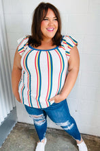 Load image into Gallery viewer, Multicolor Striped Raglan Flutter Sleeve Top