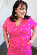 Load image into Gallery viewer, Fuchsia Leopard Surplice V Neck Pocketed Dress