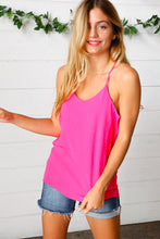 Load image into Gallery viewer, Hot Pink Adjustable Strap V Neck Lined Cami
