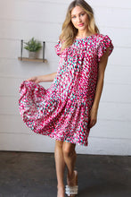 Load image into Gallery viewer, Fuchsia &amp; Teal Abstract Dot Yoke Woven Dress