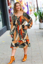 Load image into Gallery viewer, Feeling Bold Taupe &amp; Chocolate Boho Patchwork Midi Dress