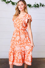 Load image into Gallery viewer, Sunset Boho Ethnic Floral V Neck Flutter Sleeve Dress