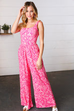 Load image into Gallery viewer, Fuchsia Boho Batik Print Button Sleeveless Jumpsuit