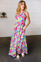 Load image into Gallery viewer, Watercolor Floral Fit and Flare Sleeveless Maxi Dress