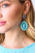 Load image into Gallery viewer, Vintage Style Turquoise Stone Floral Drop Earrings