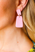 Load image into Gallery viewer, Pink Rectangle Geometric Dangle Earrings