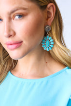 Load image into Gallery viewer, Vintage Style Turquoise Stone Floral Drop Earrings
