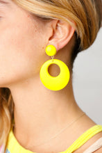 Load image into Gallery viewer, Lemon Retro Open Circle Resin Dangle Earrings