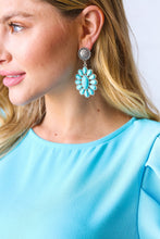 Load image into Gallery viewer, Vintage Style Turquoise Stone Floral Drop Earrings