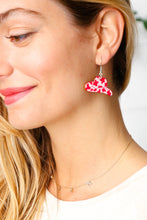 Load image into Gallery viewer, Pink Wooden Cow Print Hat Earrings