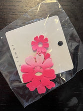 Load image into Gallery viewer, Hot Pink Ombre Metal Flower Dangle Earrings