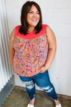 Load image into Gallery viewer, Coral Jacquard Lace Paisley Print Tank Top