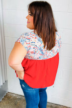 Load image into Gallery viewer, Red Boho Print Tie Neck Dolman Top
