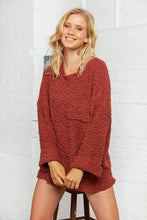 Load image into Gallery viewer, Rust Loose Fit Popcorn Sweater with Pocket