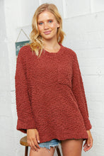 Load image into Gallery viewer, Rust Loose Fit Popcorn Sweater with Pocket