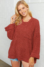 Load image into Gallery viewer, Rust Loose Fit Popcorn Sweater with Pocket