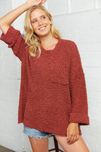 Load image into Gallery viewer, Rust Loose Fit Popcorn Sweater with Pocket