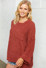 Load image into Gallery viewer, Rust Loose Fit Popcorn Sweater with Pocket