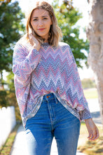 Load image into Gallery viewer, Multicolor Jacquard Chevron Slouchy Knit Top