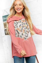 Load image into Gallery viewer, Leopard Thermal Yoke Brushed Hacci Cross Stitch Hoodie