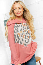Load image into Gallery viewer, Leopard Thermal Yoke Brushed Hacci Cross Stitch Hoodie