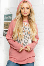 Load image into Gallery viewer, Leopard Thermal Yoke Brushed Hacci Cross Stitch Hoodie