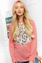 Load image into Gallery viewer, Leopard Thermal Yoke Brushed Hacci Cross Stitch Hoodie
