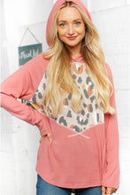 Load image into Gallery viewer, Leopard Thermal Yoke Brushed Hacci Cross Stitch Hoodie