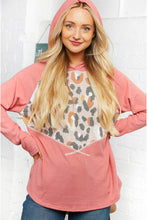 Load image into Gallery viewer, Leopard Thermal Yoke Brushed Hacci Cross Stitch Hoodie
