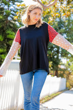 Load image into Gallery viewer, Leopard Color Block Lace Sleeve Knit Top