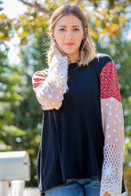 Load image into Gallery viewer, Leopard Color Block Lace Sleeve Knit Top