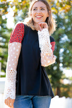 Load image into Gallery viewer, Leopard Color Block Lace Sleeve Knit Top