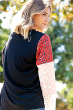 Load image into Gallery viewer, Leopard Color Block Lace Sleeve Knit Top