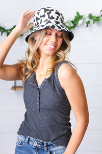 Cow Print Canvas Bucket Hat
