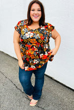 Load image into Gallery viewer, Burnt Orange Flat Floral Print Ruffle Sleeve Babydoll Top