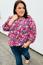 Load image into Gallery viewer, Purple Floral Print V Neck Woven Top
