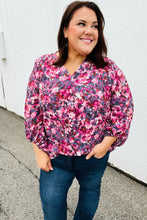 Load image into Gallery viewer, Purple Floral Print V Neck Woven Top