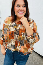 Load image into Gallery viewer, Rust &amp; Taupe Multi Leopard Patchwork Tie String Top