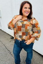 Load image into Gallery viewer, Rust &amp; Taupe Multi Leopard Patchwork Tie String Top