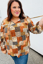 Load image into Gallery viewer, Rust &amp; Taupe Multi Leopard Patchwork Tie String Top
