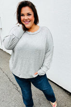 Load image into Gallery viewer, Heather Grey Drop Shoulder Bubble Sleeve Outseam Top