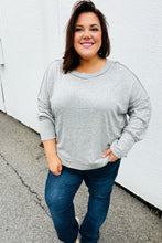 Load image into Gallery viewer, Heather Grey Drop Shoulder Bubble Sleeve Outseam Top