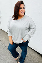 Load image into Gallery viewer, Heather Grey Drop Shoulder Bubble Sleeve Outseam Top