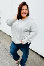 Load image into Gallery viewer, Heather Grey Drop Shoulder Bubble Sleeve Outseam Top